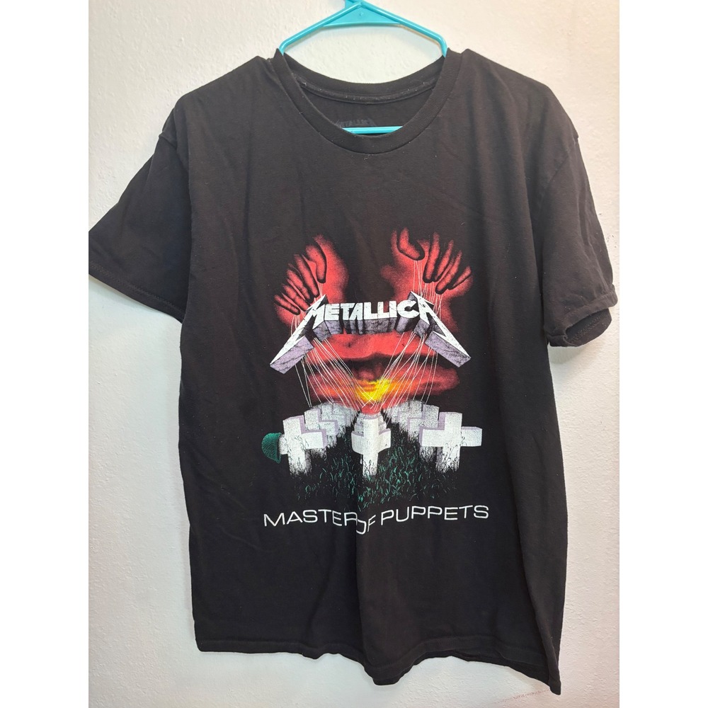 Vintage Metallica Master of Puppets Black Graphic T-Shirt Mens Tracklist Large